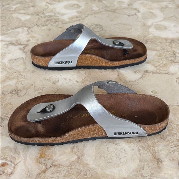 Birkenstock Gizeh Birko-Flor Sandals - Silver - Picture 8 of 14